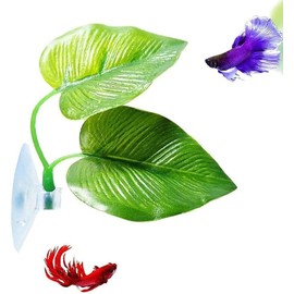 Rosojodg 1Pc Fish Toys Reusable Plastic Plant Betta Hammock Leaf Bed SuitableFish Tank,Fish Spawn,Fish Rest Practical Design and Aquarium Décor Plastic Plants