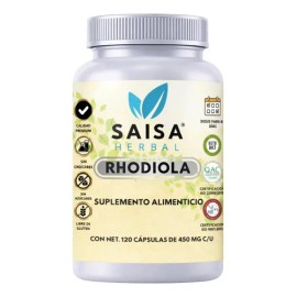 Rhodiola Rosea 120 Cáps SAISA HERBAL | Adaptógeno Natural para Estrés, Energía Mental y Enfoque | 100% Pura Sin Sabor