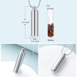 memorial jewelry Cremation Jewelry for Ashes Pendant Urn Necklace Cylinder with Glass Vial Keepsake Ashes