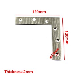 (4 Pieces) 120x120x2mm Angle Connector Corner Brackets (Thickness 2mm) Stainless Steel L Shape Brace Brackets with Screws