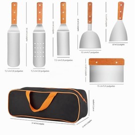 MTQ Espatula Cocina, Kit Parrillero 6 Piezas, Espátula Acero Inoxidable
