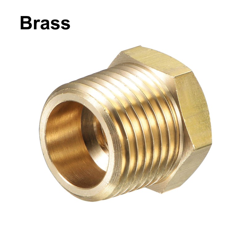 sourcing map Brass Pipe Fitting Reducer Adapter 1/2" NPT Male