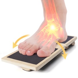 Generic Ankle Strengthener Exerciser for Sprained, Single Foot Balance Board, Non-Slip Wood Wobble Board., BLACK