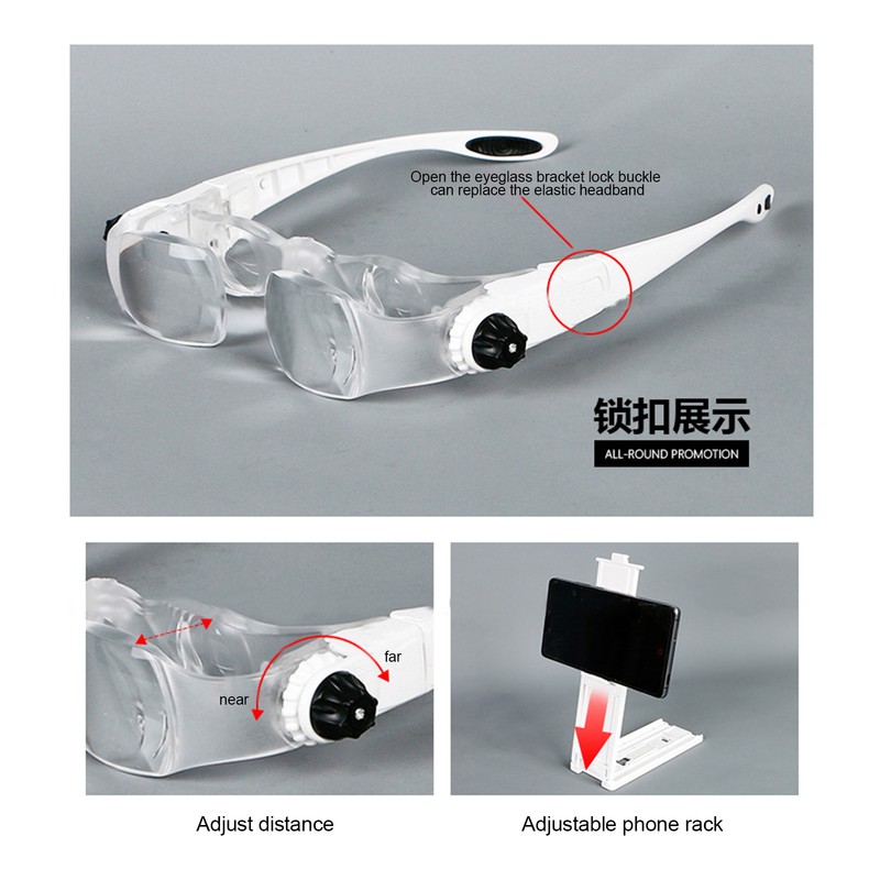Head Mount Magnifying Glasses Folding Magnifier for Mobile Phone Reading