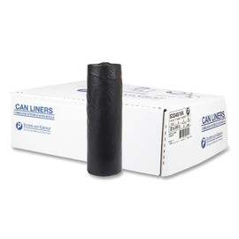 Inteplast HDPE Can Liners, 16 Microns, 33" x 40", Black, Pack of 250 Liners