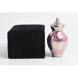 Small Keepsake Cremation Urn for Ashes, Funeral Memorial Miniature Token Urn Pink Dome Top 5802PIBKS