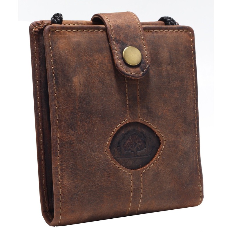 Greenburry Geldbörse zum Umhängen Leder Geldbeutel braun | 14x10,5x2,5cm