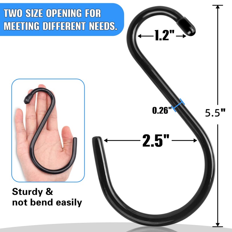 Antimbee 12 Pack Heavy Duty Large S Hooks, Rust-Free 5-1/2