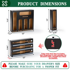 Calmbee 9-in-1 Bamboo Kitchen Organizer - Black & Multicolor Modern Minimalist Caddy with 3-in-1 Wrap Dispenser, Cutter & Bag Organizer