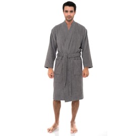 TowelSelections Mens Robe, Cotton Terry Cloth Bathrobe, Soft Bath Robe for Men Large-X-Large Cloudburst