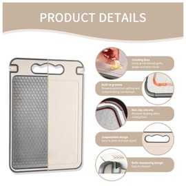 Double-Sided Cutting Board, Food-Grade 304 Stainless Steel and Wheat Straw cuttingboard for Meat and Vegetables, Sturdy and Durable, Scratch-Resistant mesh Design, Dishwasher Safe