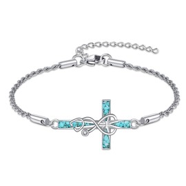 ONEFINITY Stethoscope Cross Bracelet 925 Sterling Silver Turquoise Bracelet Jewelry Gifts for Nurses Doctors