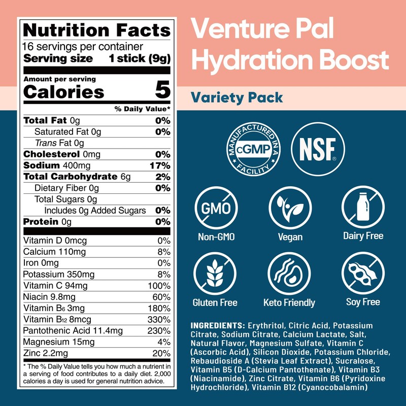 Venture Pal Sugar Free Electrolyte Powder Packets-Grapefruit