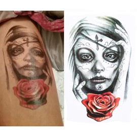 S.A.V.I Temporary Tattoo For Girls Men Women 3D Long Hair Rose Sticker Size 21x15cm - 1pc. (107), Black, 2 g