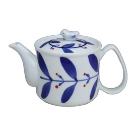 Yuyugroman Light Pot with Tea Strainer, Made in Japan, Hasamiyaki, Red Dot Leaf