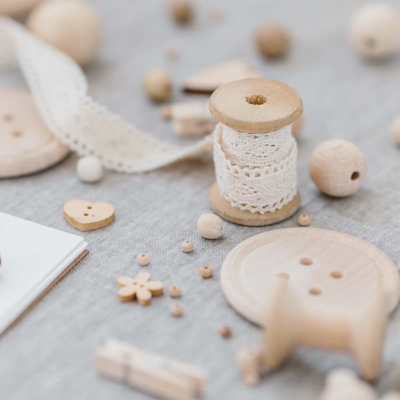 sourcing map 1cmx1.4cm Small Empty Thread Spools Natural Color 26Pcs