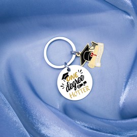 LKBVUG Class of 2025 Graduation Gifts Best College Master High School Graduation Gifts for Her Women Best friends Sister Daughter “One Degree Hotter” Keychains Inspirational Cheer Up Presents
