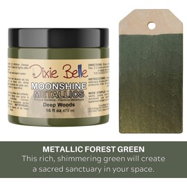 Dixie Belle Moonshine Metallics | Deep Woods (16oz) | Water-Based Shiny Chalk Mineral Paint | Metallic DIY Furniture Paint