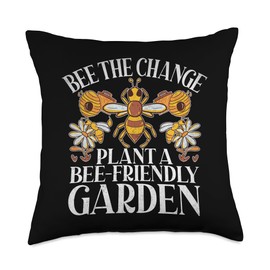 Bee the Change Plant a Bee Friendly Garden Bee Throw Pillow