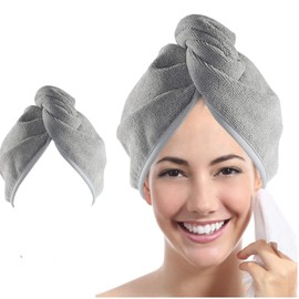 EZONEDEAL Microfiber Hair Towel Wrap for Women, Ultra Absorbent Twist Hair Turban Drying Cap Hair Wrap with Button for Drying Curly, Long & Thick Hair (10 inch X 26inch)