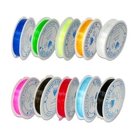 Elastic Cord for Bracelets 0.8mm, Stretchy Cord for Bracelets, Stretch Cord for Jewellery Making, Crystal Cord, Beading Cord, Clear Fishing Line for Necklaces, Beading Crafts (10 Colors)