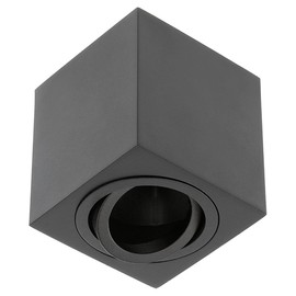 CGC Lighting Modern Ceiling Spotlight Cylinder Surface Mount Adjustable Tilt Downlight GU10 (Black, Square)