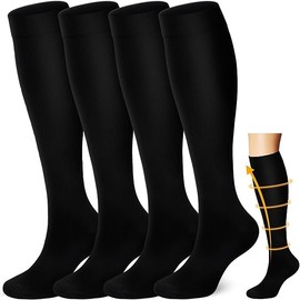 Calcetines de Compresión Mujer y Hombre, 4 Pares de Medias de Compresión 20-30 mmH, Ideal Calcetas Elásticas de Compresión para Deportivas Ejercicio, Enfermeras, Correr, Embarazos, Viajes, Vuelo