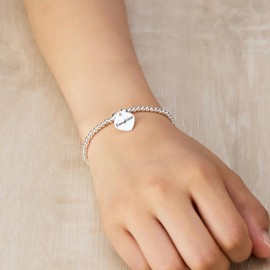 Philip Jones Daughter Heart Charm Beaded Stretch Bracelet