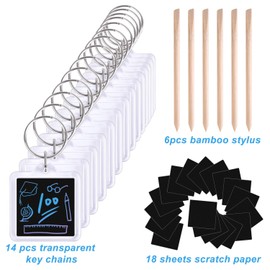 KUUQA 38 Pcs Scratch Art Key Chain Set Magic Scratch Rainbow Papers Rainbow Key Ring for Party Bag Fillers and Craft Supplies