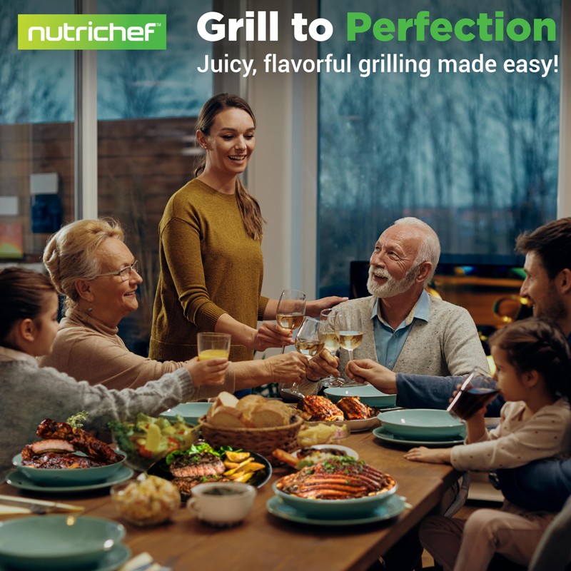 Nutrichef Cast Iron Grill Press - Heavy-Duty Griddle Press with