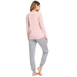 Sykooria Cotton Pajamas for Women Set Long Sleeve Soft Sleepwear 2 Piece Plus Size Loungewear Pjs Cute Cat Print with Pockets Pink XXL