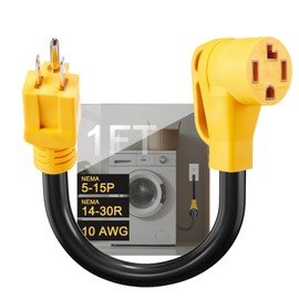 Toptozl Dryer Adapter Cord NEMA 5-15P to 14-30R Power Adapter, Heavy Duty STW 10AWG, 3 Prong Home Outlet Male to 4 Prong 120V Dryer EV Charger Female, 12 Inch, ETL Listed