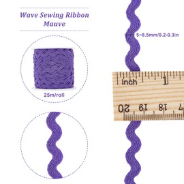 GORGECRAFT 27yard/25m Rick Rack Trim Ribbon Deep Purple Wave Sewing Bending Fringe Trim 5mm/0.2 inch for DIY Sewing Crafts Wedding Bridal Dress Embellishment Party Decoration Gift Wrapping Supplies