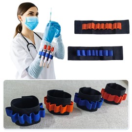 4Pcs hlebotomy Essentials, Wristband Blood Draw Tube Bracelet Strap Hold, Phlebotomist Accessories, Supplies, Supplies Easy Holder Hold Collection Practice Kit Accessories Wristband（Blue & Orange