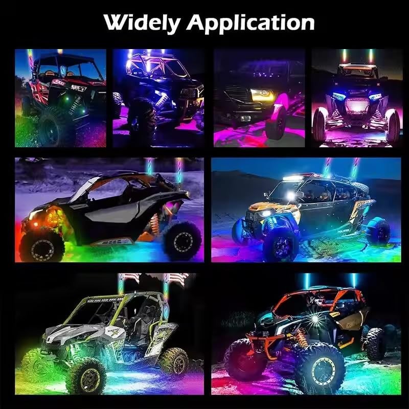 Autmens 2PCS-1FT Whip Lights with Remote Control,Spiral RGB Led Whip