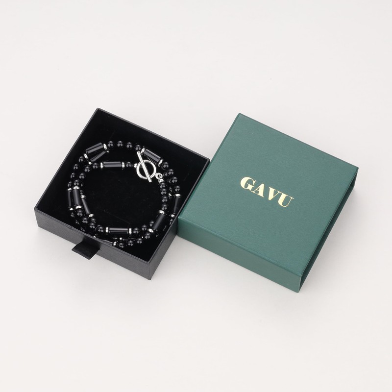 GAVU Onyx Tiger Eye Power Stone Necklace, Men's, 55 cm,