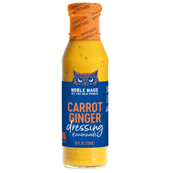 Noble Made by The New Primal Carrot Ginger Dressing & Marinade, Whole30 & Paleo Approved, Gluten, Dairy & Soy Free, 10 Fl Oz