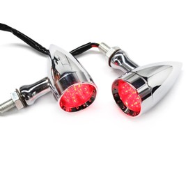 Red CNC Motorcycle Bullet LED Turn Signal Lights Blinker Indicator Front Rear Tail Light Compatible with Harley Honda Yamaha Suzuki