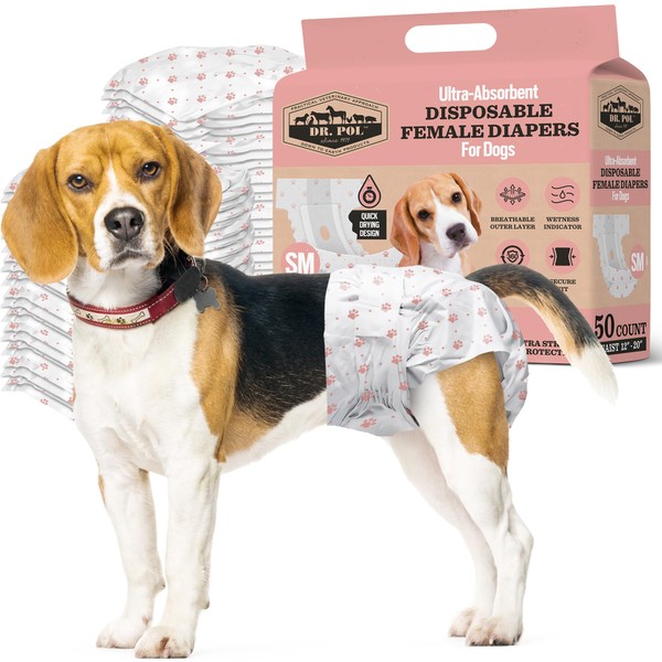 Dr. Pol Female Dog Diapers – Super Absorbent, Breathable, Leak-Proof
