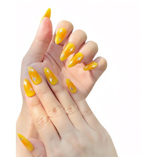 LIMERANSSS Handmade warm tone orange brush sheer lemon yellow siliver