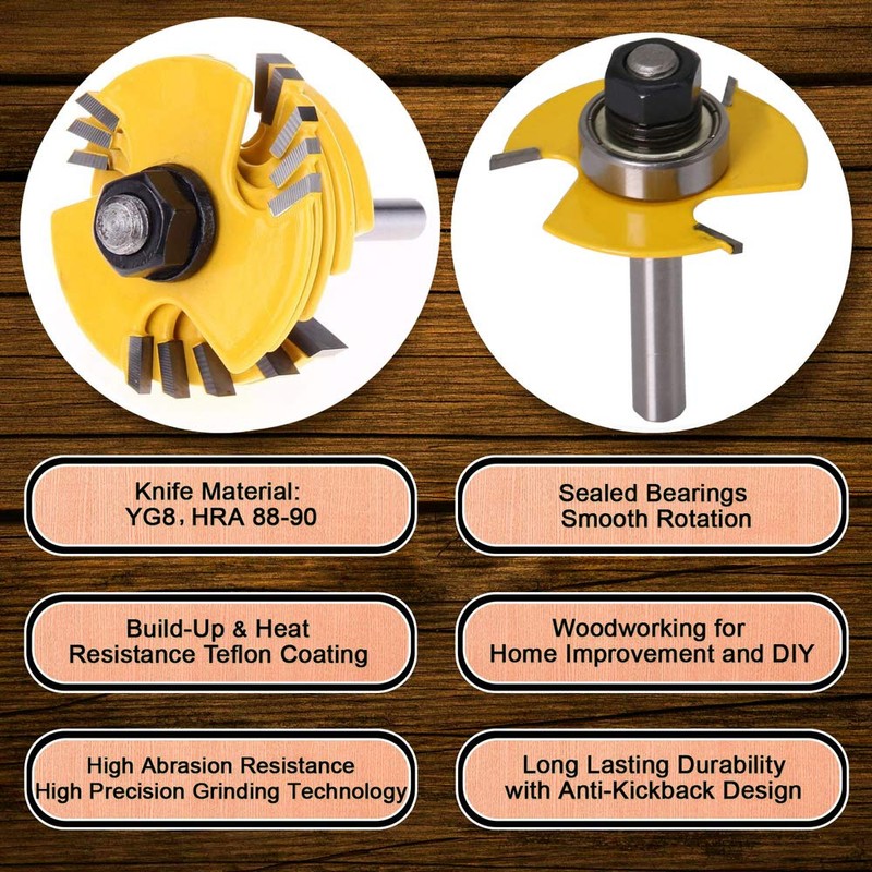 Bestgle 1/4 Inch Shank Slot Cutter Router Bits Adjustable 3
