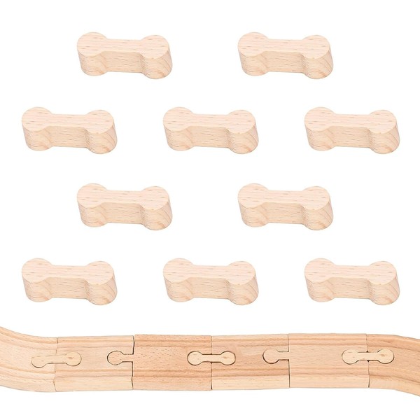 YSFVNP 10 Pcs Wooden Train Track Accessories, Advanced Wooden Train Track Essential Accessories, Wooden Train Track Connectors Coupling Block Wood Track Fixer Accessories for Teen to Make Wood Rail