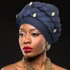 Urieo Turbante africano para la cabeza, trenzado trenzado, suave, preatado,