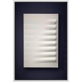 SIGNLEADER Framed Canvas Print Wall Art Textured White Fabric Lines Abstract Patterns Digital Art Modern Art Minimalist Dark Black and White for Living Room, Bedroom, Office - 16"x24" WHITE