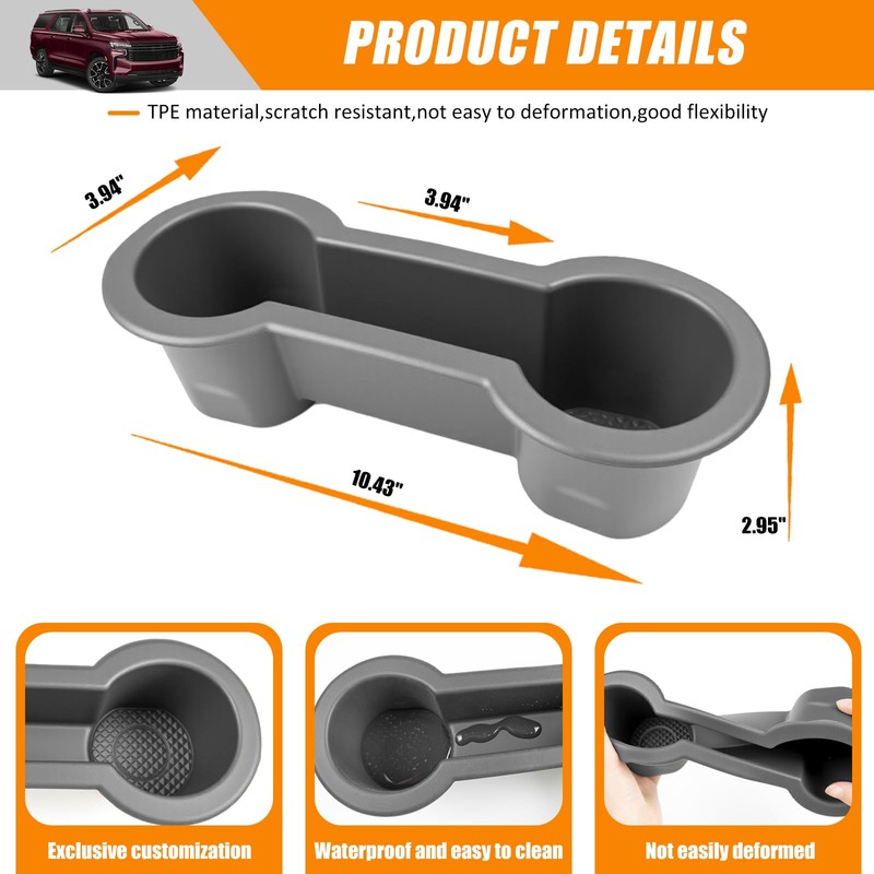Center Console Cup Holder Compatible with 2021-2026 Chevy Tahoe Suburban&GMC