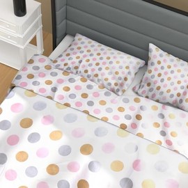 Generic Zidan 4 Pcs Microfiber Sheet Set | Full | Multicolor Circle | Stay Comfy in Any Season | Breathable & Cool | Easy Care