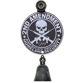 2ND Amendment Round Bell Hanger/Mount With Bell for Motorcycle Bolt & Ring Included fits all bikes Road King Street Glide Harley Davidson (Gloss Black Bell)
