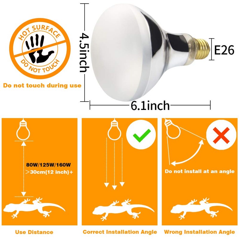 LUCKY HERP 125 Watt UVA+UVB Vapor Heat Lamp Bulb, High