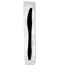 Individually Wrapped Heavy Weight Plastic Utensils (Black Utensil, 100)