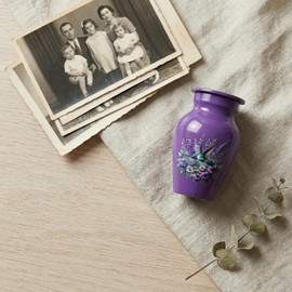 Purple Hummingbird Urns for Human Ashes Adult Female and Male, Decorative Burial Urn, Funeral Cremation Urns for Women and Men Women's Keepsake Urn for Mom or Mother (Purple, Small)